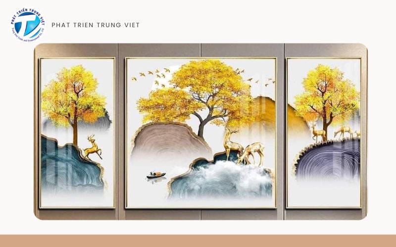 Tranh tráng gương treo tường phòng khách - Mẫu 2